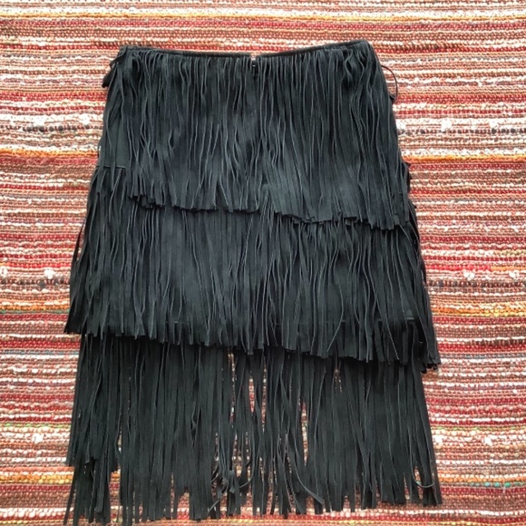 Lamarque suede fringe tiered skirt size S - Picture 2 of 7